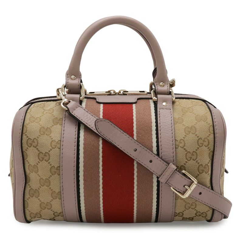 Gucci Gg Canvas Leather Mini Boston Handbag